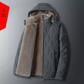 Куртка из овечьего флиса, мужская зимняя стеганая куртка, зимняя куртка для людей среднего и пожилого возраста, толстая бархатная стеганая куртка, свободная стеганая куртка большого размера 3XL чёрный