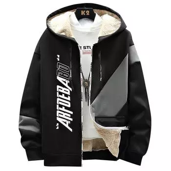 Куртка из овечьей шерсти и толстой шерсти, мужской спортивный топ, теплая толстовка с капюшоном XXXXL