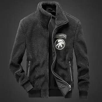 Куртка из овечьей шерсти, модная брендовая, сращивающаяся, из овечьего бархата, мужская, спортивная и для отдыха, плюс, утолщенная, ветровка, свободная M