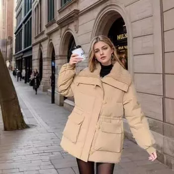 Куртка из овечьей шерсти с утолщением из хлопка, женская свободная куртка-пуховик, хлопковое пальто, зимняя теплая и удобная куртка XL белый