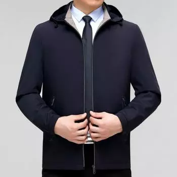Куртка из шелка для мужчин среднего возраста, осенняя, новая, деловая, повседневная, свободная, с капюшоном, топ для папы высокого класса 170