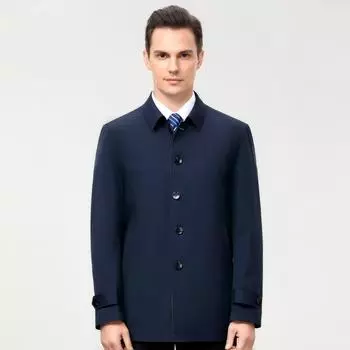 Куртка из шелка Mulberry, мужская ветровка средней длины, для папы, с немаркими лацканами, деловая, повседневная, большого размера 170