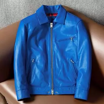 Куртка из телячьей кожи первого слоя, короткая, тонкая, кожаная куртка с лацканами, большой размер, весенне-осеннее пальто S