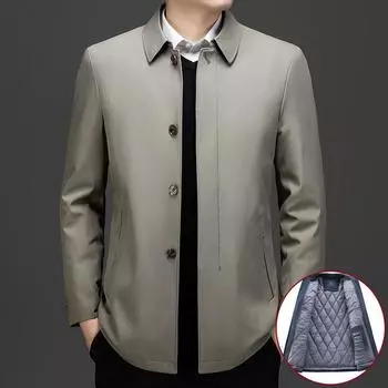 Куртка из утолщенного бархата, модная куртка из хлопка со съемной подкладкой, мужская куртка для папы, повседневная куртка, одежда для мужчин среднего и пожилого возраста. M