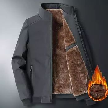 Куртка из утолщенного флиса для мужчин среднего и пожилого возраста больших размеров, зимняя, новая, модная, повседневная, теплая, свободная, для папы M серый