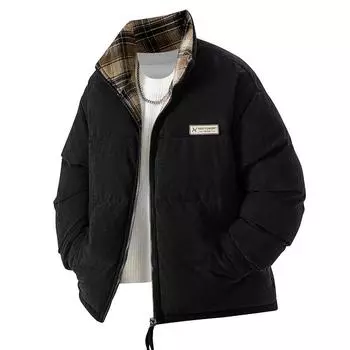 Куртка из вельвета и хлопка с обеих сторон, мужская клетчатая куртка со стоячим воротником, зимняя толстая теплая бархатная куртка, хлопковая куртка XXXL белый
