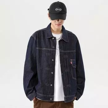 Куртка из выстиранного денима Heavy Industry, мужская, американская, ретро, инструментальная, свободная, большого размера, легкая, роскошная, модная куртка M синий