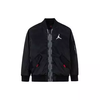 Куртка Jordan Kids Baseball Collar с длинным рукавом и застежкой-молнией, хлопковая, детская, верхняя одежда, черный цвет JD2242015GS-001 L
