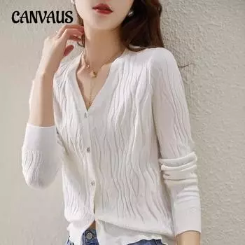 Куртка-кардиган, весенне-осенний женский однотонный свитер с длинными рукавами и v-образным вырезом, трикотаж One Size абрикосовый