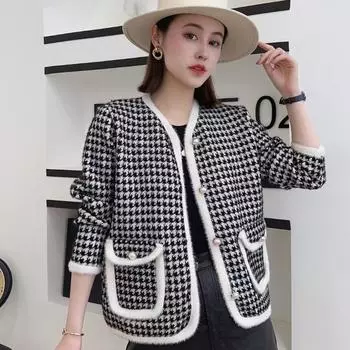 Куртка-кардиган, женское пальто из флиса с имитацией норки, свободная корейская версия, универсальный вязаный кардиган в западном стиле с длинными рукавами и v-образным вырезом