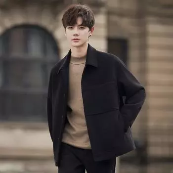 Куртка Куртка мужская новая весна и осень вафельная Высококачественная свободная повседневная универсальная верхняя часть Ruffian Красивый мужской M чёрный