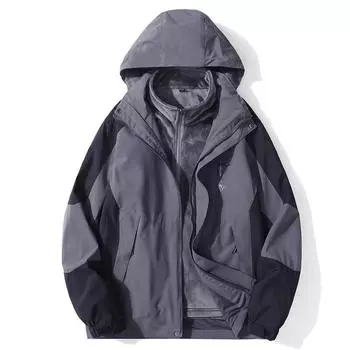 Куртка куртка мужская осенне-зимняя американская утолщенная рабочая ветрозащитная повседневная куртка для активного отдыха три в одном с капюшоном мужская одежда M