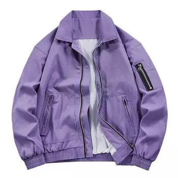 Куртка Куртка Мужская Весна и Осень Красивый Тонкий Повседневный Лацкан Ветрозащитный Водонепроницаемый Инструмент Молодежь M белый