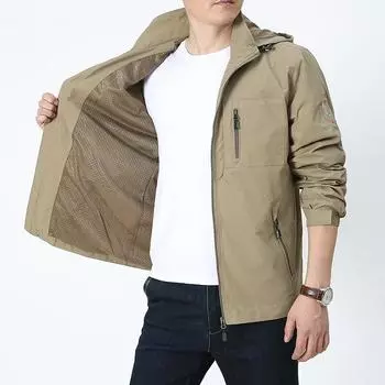 Куртка Куртка Мужская ветрозащитная спецодежда Повседневная свободная спортивная куртка с капюшоном XL синий