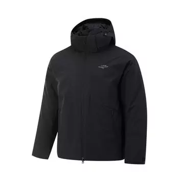 Куртка Li Ning Hot Pot Down, водонепроницаемая, удобная, однотонная, повседневная, с капюшоном, мужская, черная, AYMU249-2 3XL