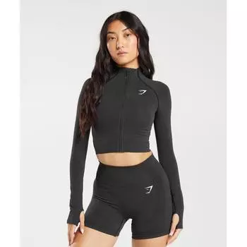 Куртка миди на молнии GYMSHARK Vital Seamless 2.0 Black Marl B5A9Q BBF3 XS