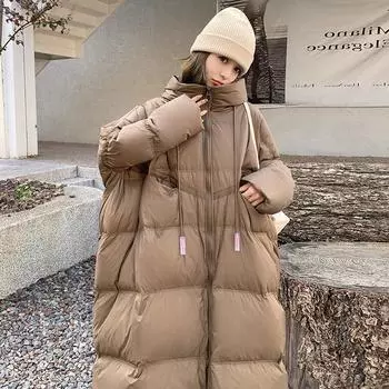 Куртка молочная жужжащая пуховая куртка женская средняя и длинная зимняя жареная уличная популярная большая стеганая утолщенная 90 белая утиная пуховая куртка S