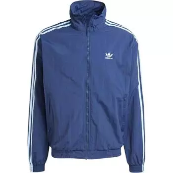 Куртка мужская Adidas Originals с логотипом, свободного кроя, со стойкой, на молнии, с длинными рукавами, темно-синяя, JP1253 XXL