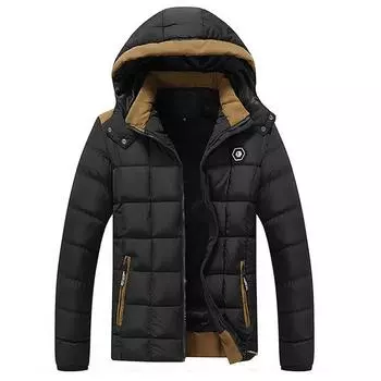 Куртка мужская бархатная утолщенная хлопковая куртка мужская повседневная теплая парка L чёрный