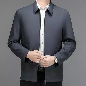 Куртка Мужская деловая повседневная куртка для папы среднего и пожилого возраста Мужская модная куртка с лацканами Простая куртка M