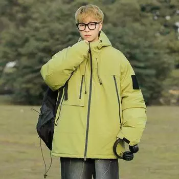 Куртка мужская хлопковая одежда называется модной уличной трехслойной технологией свободного покроя с капюшоном на осень S