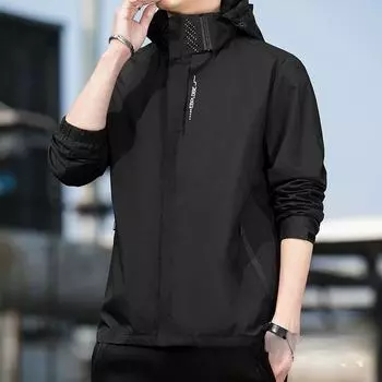 Куртка мужская и женская весна и осень Тонкая повседневная куртка Водонепроницаемая и ветрозащитная Съемная спортивная куртка со капюшоном Одежда для путешествий M