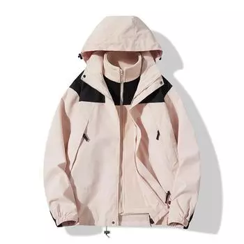 Куртка мужская и женская взрывная куртка зимняя уличная три в одном съемный двухкомпонентный альпинистский костюм пара S чёрный