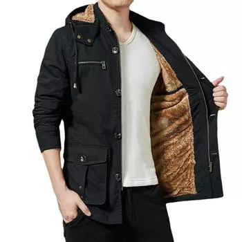 Куртка мужская из стираного хлопка, новая осенне-зимняя, в корейском стиле, модная, большого размера, утолщенная бархатная ветровка, мужские топы M