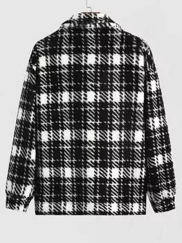 Куртка мужская контрактная из флиса с косыми карманами и полосками ZAFUL, пуговицами спереди S чёрный