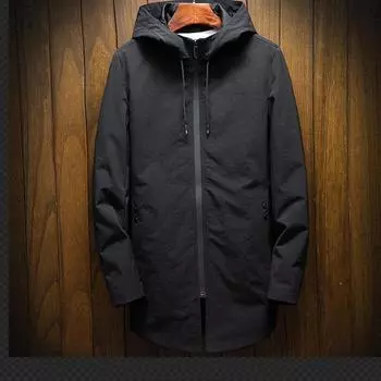 Куртка мужская корейского стиля с капюшоном модная повседневная мужская большого размера модная весна и осень новая куртка средней длины M