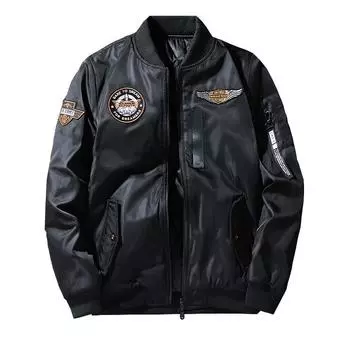 Куртка мужская, куртка-бомбер ВВС, сезонная бейсбольная форма, двухсторонняя, большого размера 7XL чёрный