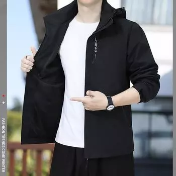 Куртка мужская куртка осень новый корейский стиль повседневная с капюшоном куртка для альпинизма мужская верхняя модная M