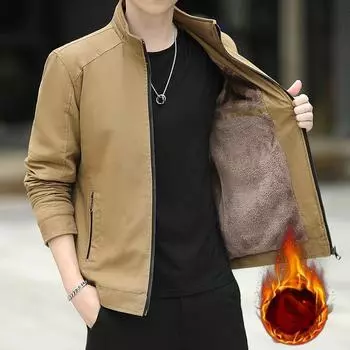 Куртка мужская куртка осенне-зимний стиль бархатная утолщенная повседневная мужская рабочая куртка тонкая молодежная модная верхняя одежда M