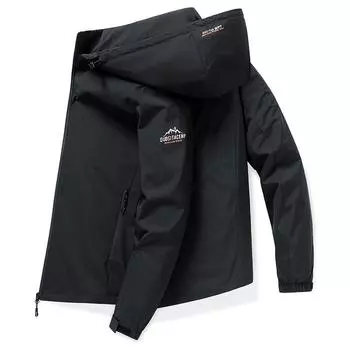 Куртка Мужская куртка весна и осень новая простая повседневная универсальная тонкая трендовая куртка с капюшоном M серый