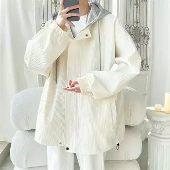 Куртка мужская куртка весна с капюшоном свободный тренд повседневный спортивный заряд универсальная мужская куртка M