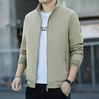 Куртка мужская легкая деловая повседневная с воротником-стойкой для людей среднего возраста и пожилых людей, мужское пальто M