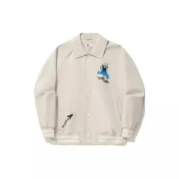 Куртка мужская Li Ning с принтом букв, однобортная, с лацканами, цвет мика-серый AJDU139-2 M