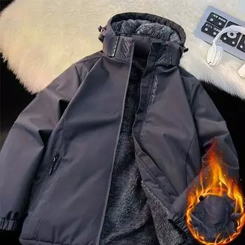 Куртка мужская модная повседневная теплая куртка мужская осенне-зимняя с капюшоном черная уличная большого размера водонепроницаемая и ветрозащитная XXXXXL