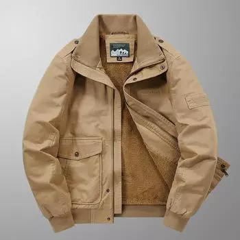 Куртка мужская осенне-зимняя новая бархатная верхняя мужская молодежная хлопковая свободная рабочая верхняя куртка большого размера M