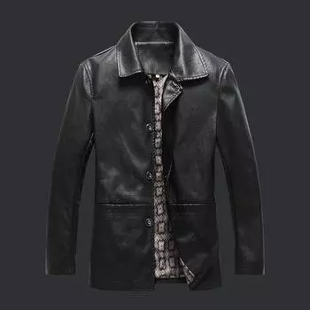 Куртка мужская осенне-зимняя новая высококачественная куртка из искусственной кожи для мужчин среднего возраста, верхняя зимняя куртка M