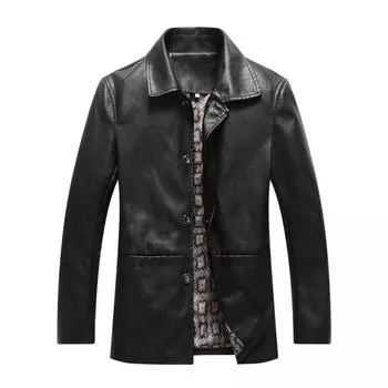 Куртка мужская осенне-зимняя новая высококачественная мужская куртка из искусственной кожи, верхняя зимняя куртка из бархата M