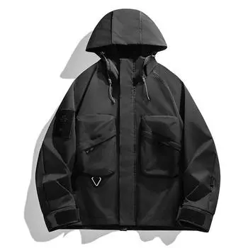 Куртка мужская осенне-зимняя трендовая ветрозащитная куртка с капюшоном для активного отдыха S