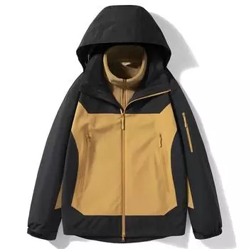 Куртка мужская осенне-зимняя три в одном съемная флисовая утолщенная ветрозащитная водонепроницаемая куртка для активного отдыха M