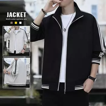 Куртка мужская осенняя новая модная брендовая свободная повседневная куртка с цветными блоками и лентой синего цвета, модная универсальная ветрозащитная верхняя часть M