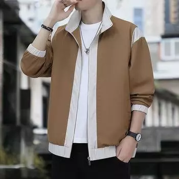 Куртка мужская осенняя новая модная брендовая свободная повседневная куртка в тон цвета для молодежи M