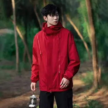 Куртка мужская осенняя новая с капюшоном ветрозащитная и водонепроницаемая многофункциональная куртка-молния для пары модная повседневная верхняя одежда для отдыха на открытом воздухе M
