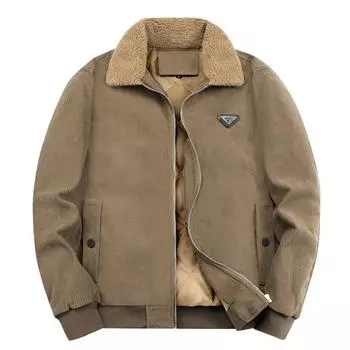 Куртка мужская пальто модная теплая плюшевая толстая хлопковая куртка кашемировая хлопковая куртка с лацканами L света загар