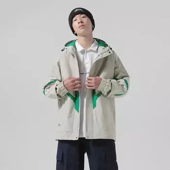 Куртка мужская подростковая весна и осень трендовая куртка Ruffian Handsome модная универсальная куртка с капюшоном M чёрный