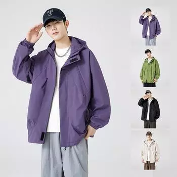 Куртка мужская японская модная брендовая свободная куртка с капюшоном для альпинизма мужская весенне-осенняя американская повседневная рабочая куртка S