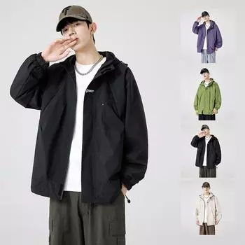 Куртка мужская японская модная брендовая свободная куртка с капюшоном для альпинизма мужская весенне-осенняя американская повседневная рабочая куртка S